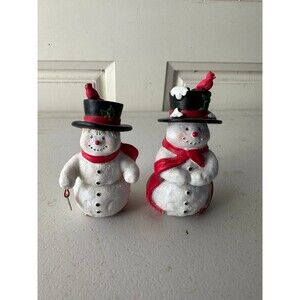 Vintage 2005 Morehead Snow Pals Ceramic Snowman Lovers Collection Set of 2